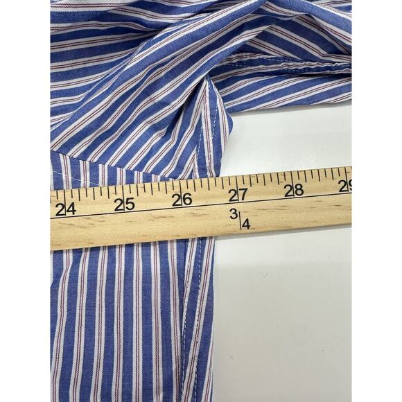 Izod Mens Shirt Size 17.5 34/35 Blue Striped Regular Fit Long Sleeve Button Up - Picture 8 of 11
